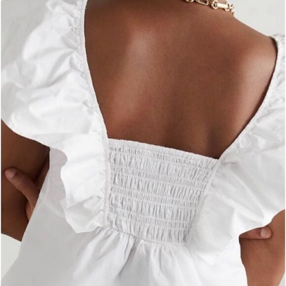 Ganni Ruffle Cotton Poplin Blouse NWT  size 6/38 $ 195.00 - Picture 9 of 11